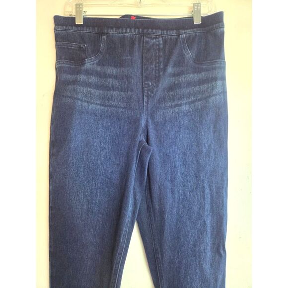 Spanx Women Blue Pull On Straigth Leg Bodysculting Denim Pants size Large Tall - Picture 3 of 7